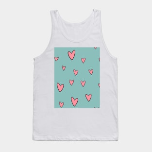 Kawaii Pastel Hearts-Teal Tank Top